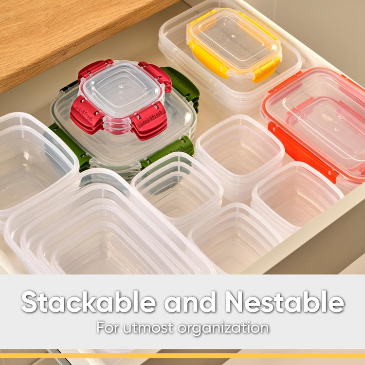 Superio Plastic Food Storage Containers with Airtight Lids, 4 Pack- 80 Oz, BPA Free, Leakproof, Stackable, Microwave, Dishwasher, Freezer Safe, Yellow