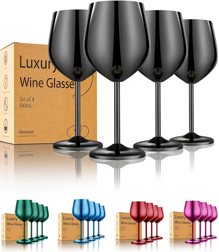 Unbreakable Stainless Steel Wine Glasses Set of 4 (4 Count)