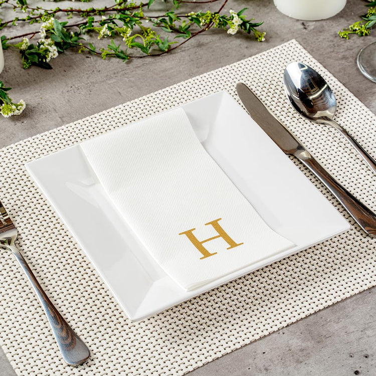 Paper Rectangle Gold Letter H Linen (2000 Count)