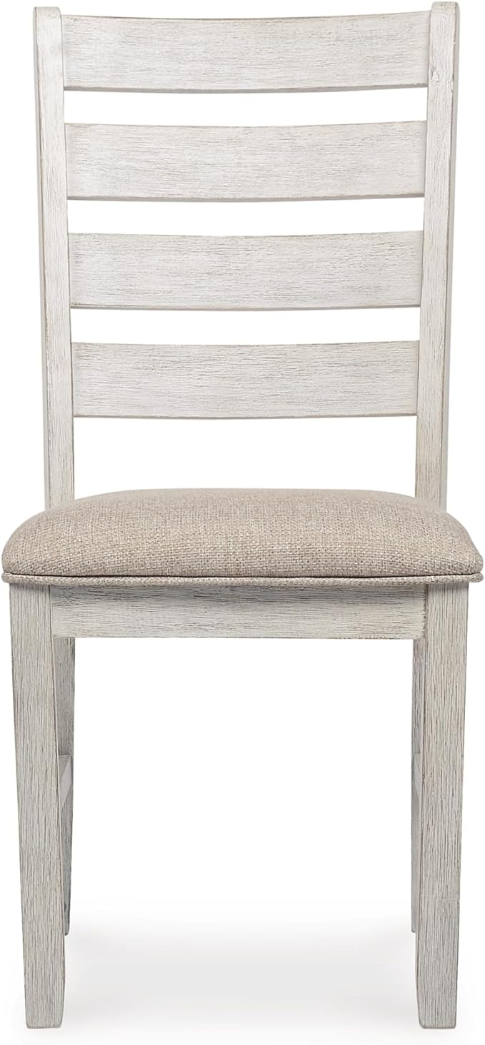 Signature Design by Ashley Skempton Modern Farmhouse Dining Room Chair, 2 Count, Ladderback Design, Wood, 17.75" W x 21.5" D x 38.63" H, White and Light Brown