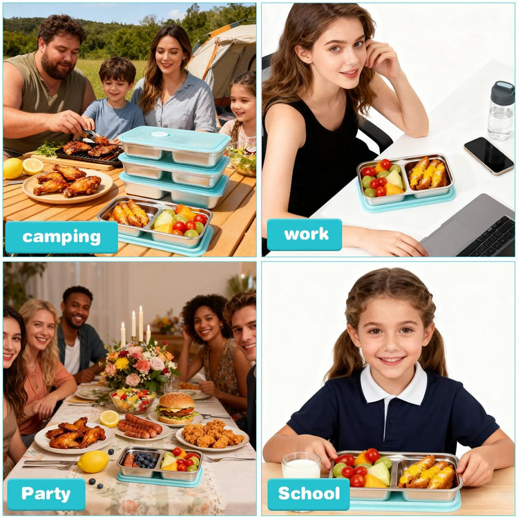 4 Pack Stainless Steel Snack Containers with Lids (4 Count)