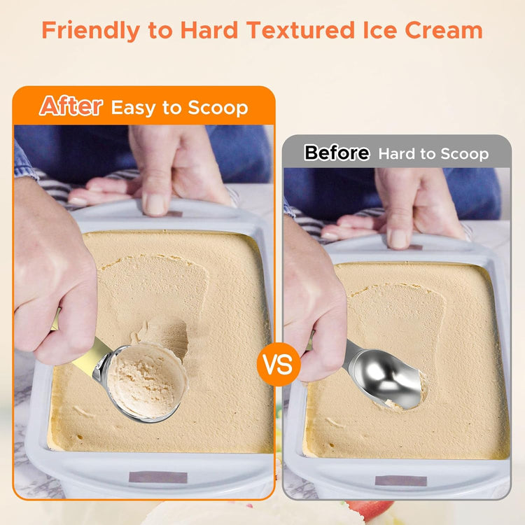 NEWEST Heated Ice Cream Scoop, Rechargeable Electric Warming Scooper with LED Display, Heats to 158°F for Hard Ice Cream, IP67 Waterproof, Easy for Seniors & Kids (Yellow)
