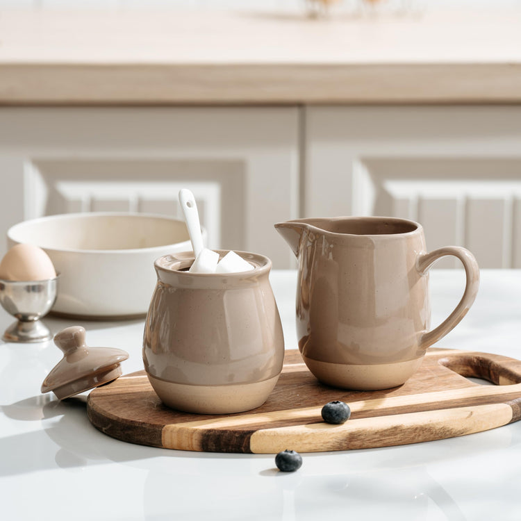 Ceramic 10oz Sugar Bowl & 13oz Creamer Set