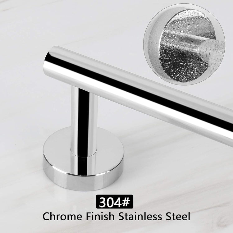 NearMoon Bath Towel Bar, Bath Accessories Thicken Stainless Steel Shower Towel Rack for Bathroom, Towel Holder Wall Mounted (1 Pack, Chrome Finish, 9 Inch)