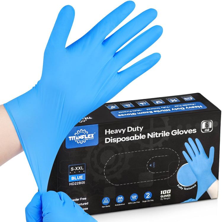 Heavy Duty Blue Disposable Nitrile Gloves (100 Count)