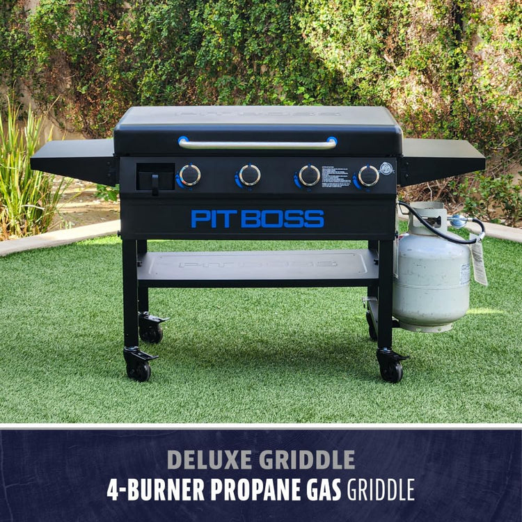 4 Burner Propane Gas Deluxe Fold & Go Portable Griddle Grill with Hard Cover