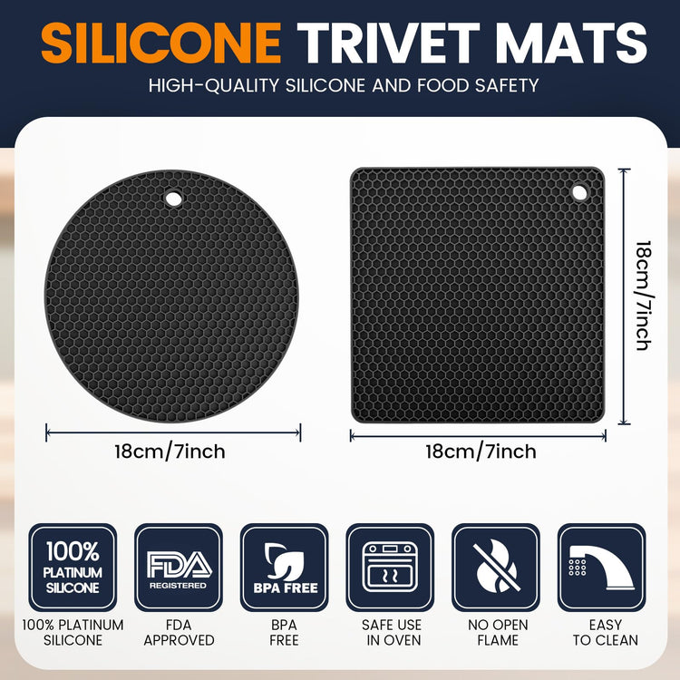 Silicone Trivet Mats 4 Heat Resistant Pot Holders Multipurpose Non