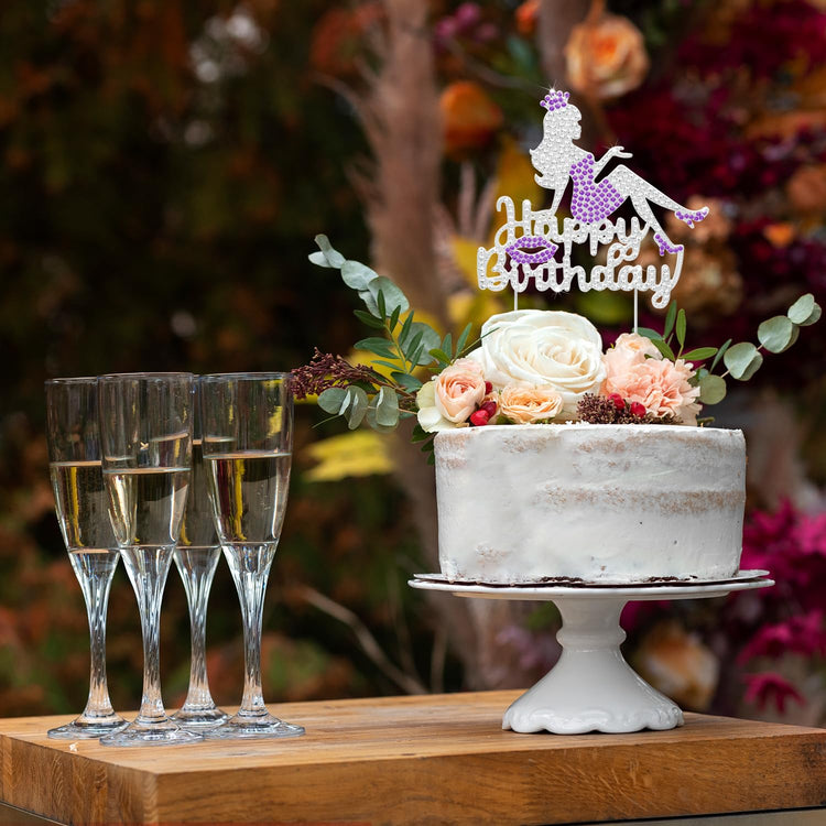 Happy Birthday Crown Queen Lady Rhinestone Cake Topper