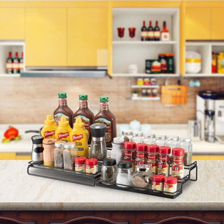 GONGSHI Spice Rack Organizer for Cabinet, Pantry and Countertop, 3 Tier Expandable Seasoning Shelf, Chrome