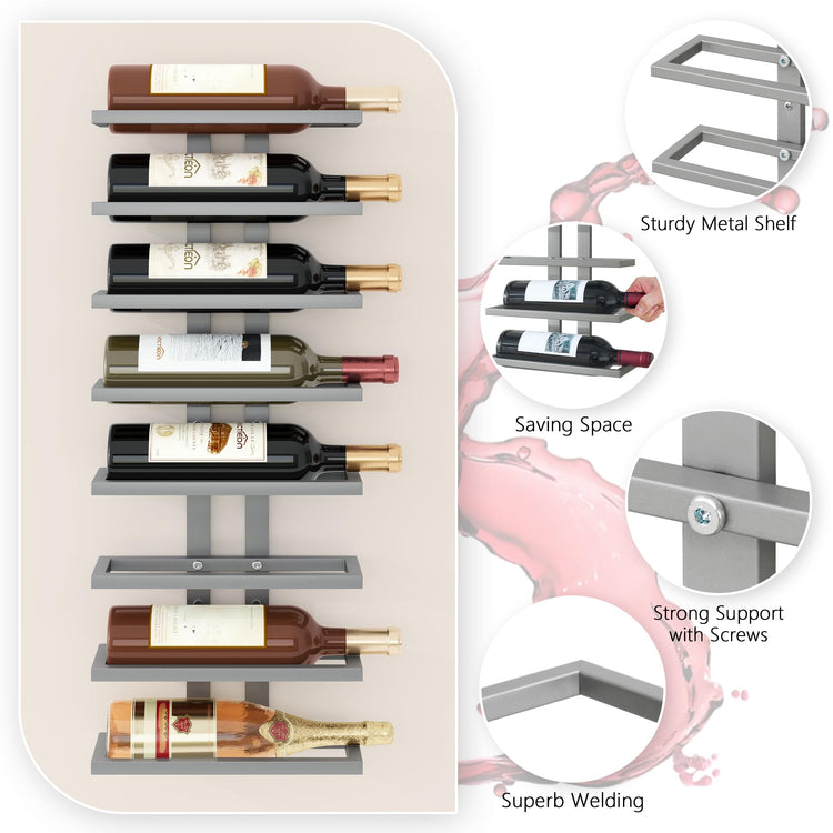 8 Tier Wall Mount Wine Rack (8 Count)