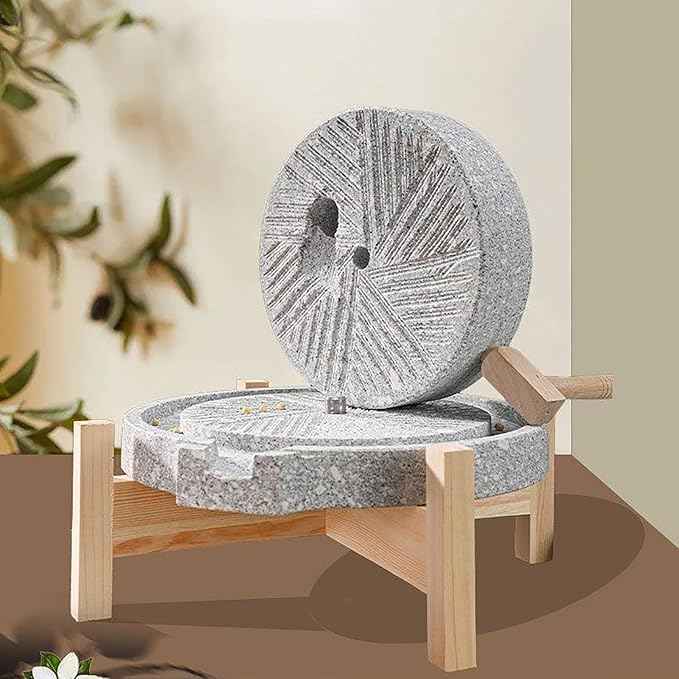 Traditional Stone Grain Mill-Natural Spice Grinder,Dry/Wet Graphite Machine,Perfect Kitchen Tool For Healthy Cooking(30cm/11.8in)