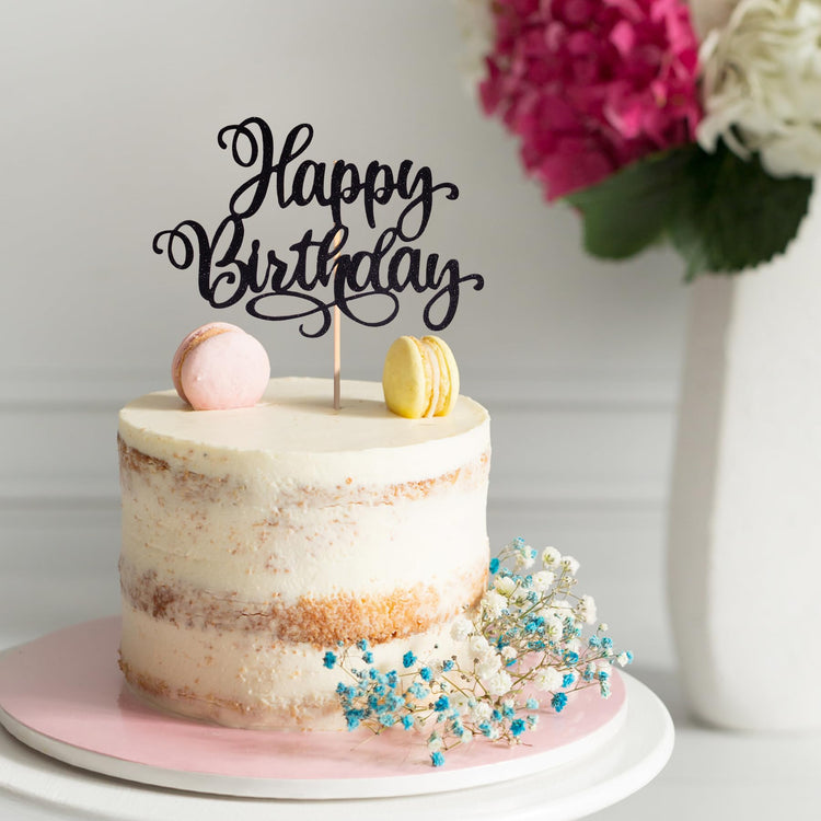 Happy Birthday Cake Toppers 9 Inch Glitter Happy Birthday Cake Pick for Birthday Anniversary Theme Party Cake Decorations Supplies
