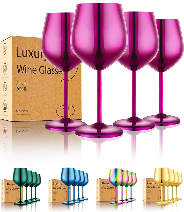 Unbreakable Stainless Steel Wine Glasses Set of 4 (4 Count)