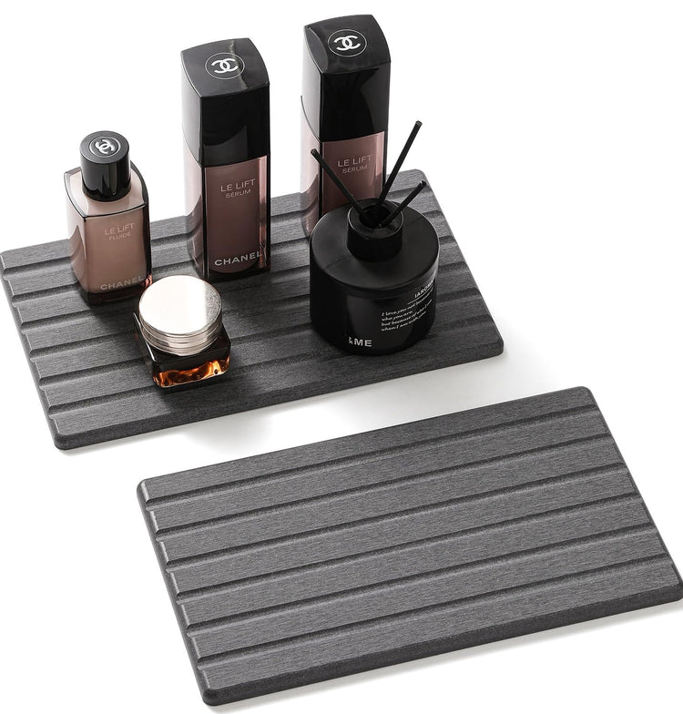 2PCS Water Absorbing Stone Drying Tray Mat for Bathroom Sink & Kitchen Counter Organizer (2 Count)