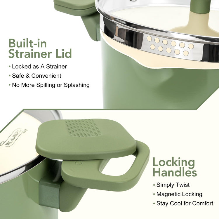 6 Qt Ceramic Nonstick Pasta Pot with Strainer Lid