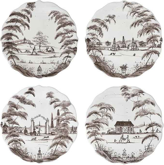 Juliska Country Estate Party Plate Assorted Set/4 - Flint Grey