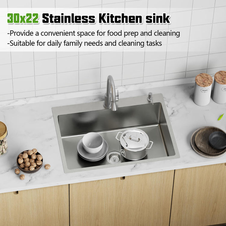 30x22In Drop In Kitchen Sink