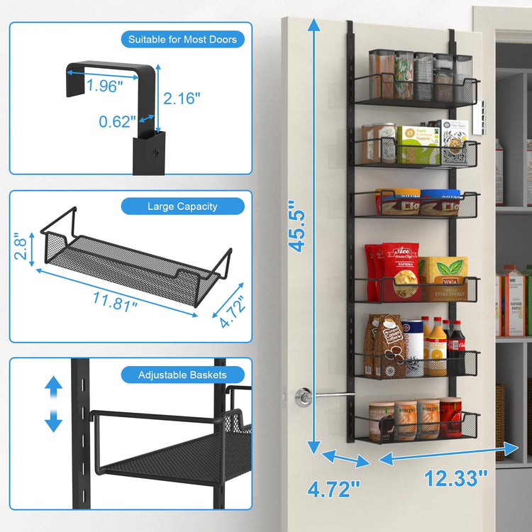 12.3" W Narrow Over the Door Pantry Organizer