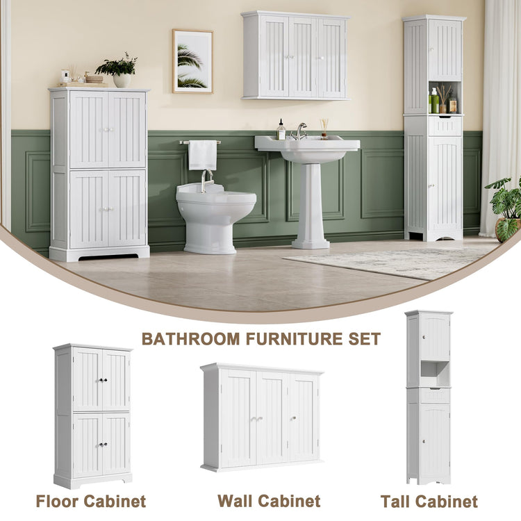 Laundry Cabinet with 3 Doors and Adjustable Shelves