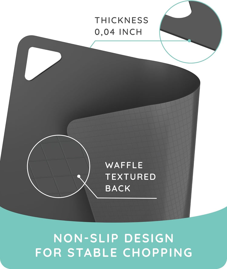 July Home Cutting Board Alternative for Kitchen - Extra Thick Flexible Plastic Cutting Board Set of 3, Non-Slip, BPA-Free, Easy to Clean, Colored Cutting Mats for Cooking, Durable Chopping Sheets