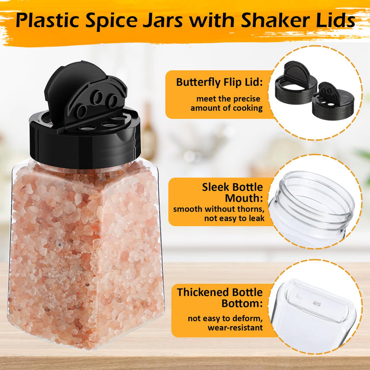 9.3 oz 30 Pack Plastic Spice Jars with Shaker Lids Clear Seasoning Containers Spice Bottles for Kitchen Storing Herbs Seasoning Powders (30 Count)