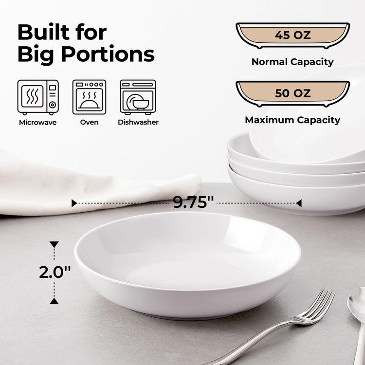 9.75" Large Pasta Bowls (4 Count)