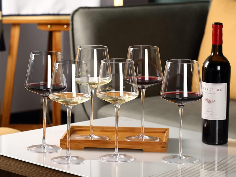 Physkoa Wine Glasses Set 6-18oz-LeadFree Wine Glass with Long Stem,Clear Stemmed Wine Glasses【HandBlown Glassware】 Crystal Wine Gifts for Women Birthday Wedding