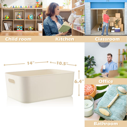 Plastic Storage Bins 10 Pcs White Pantry Organizer Bins Small Baskets Storage Containers for Home Kitchen (10 Count)