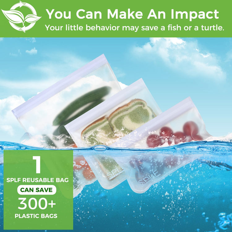 6 Pack Dishwasher Safe Reusable Gallon Freezer Bags (6 Count)