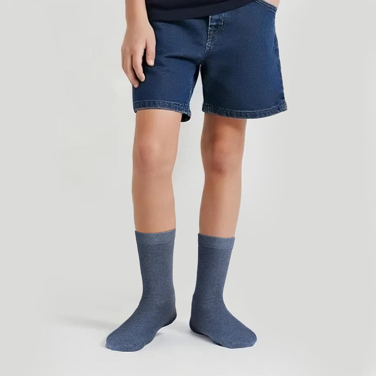 COTTON DAY Unisex Little Kids Youth Boys Girls Soft Cotton Crew Dress Socks Seamless Toe Black White Gray Navy 6 Pack