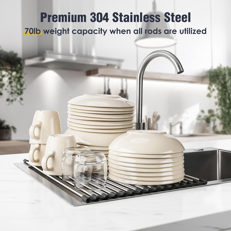 Roll Up Dish Drying Rack Over Sink