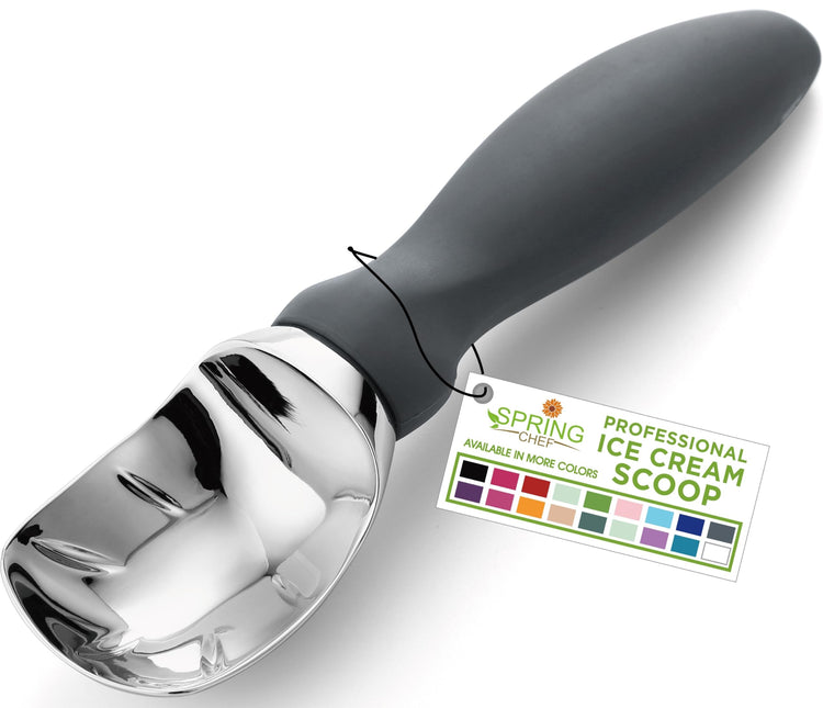 Heavy Duty Metal Ice Cream Scoop with Soft Grip Handle