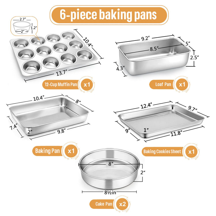 6 Piece Baking Pans set (6 Count)