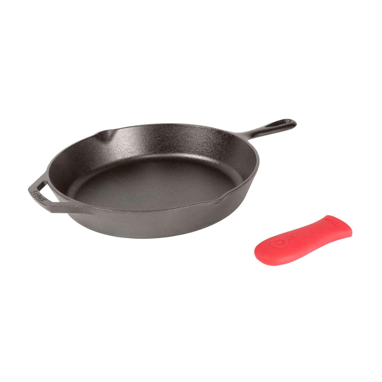 Pre Seasoned Cast Iron Skillet with Silicone Handle Holder