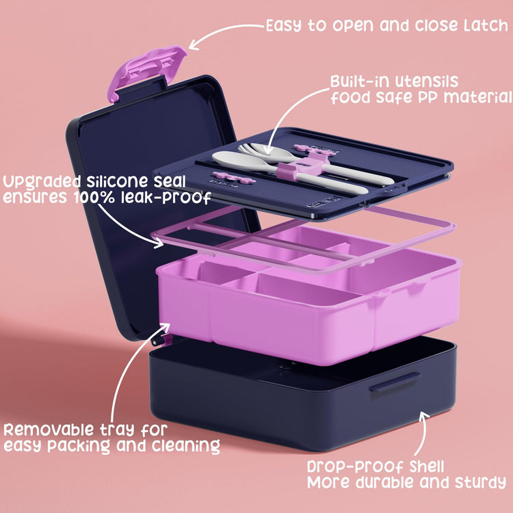 Kids Bento Snack Lunch Box with Thermo Insulated Toddler Lunch Bag