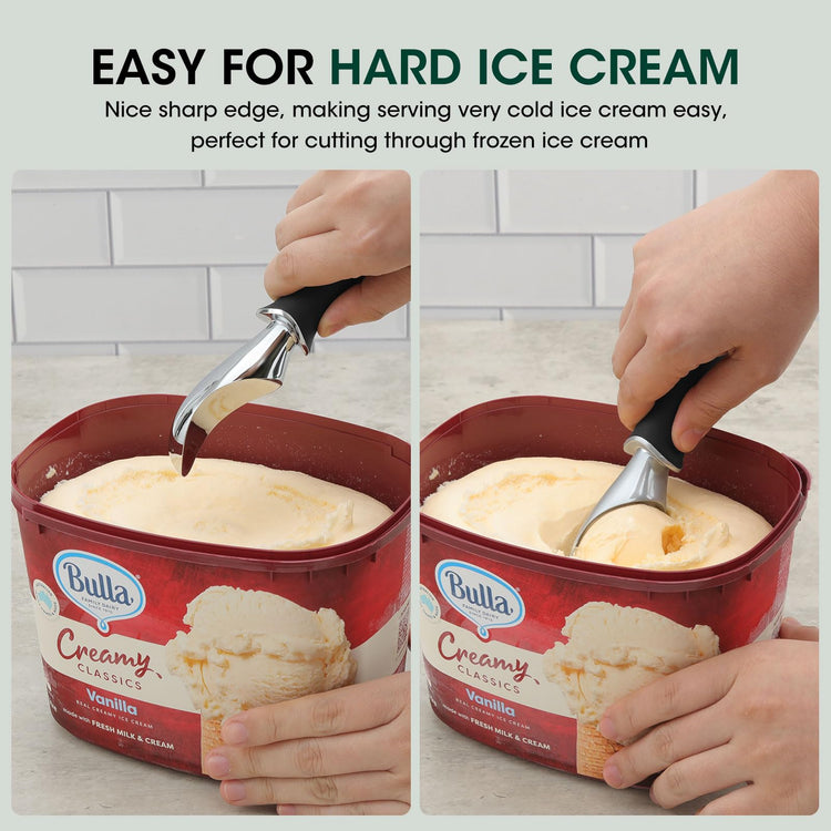 Premium Heavy Duty Ice Cream Scoop with Ergonomic Grip Handle