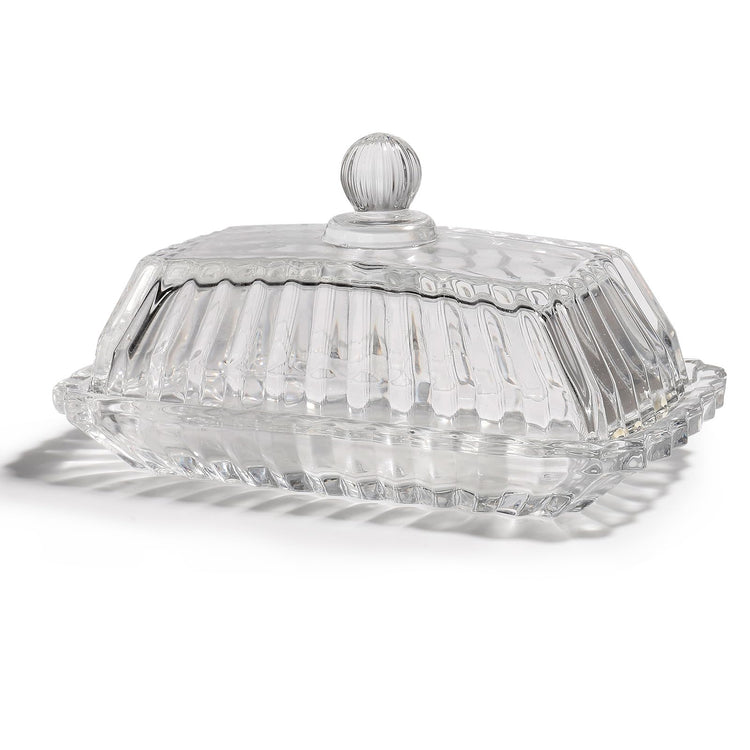 Clear Glass Butter Dish with Lid
