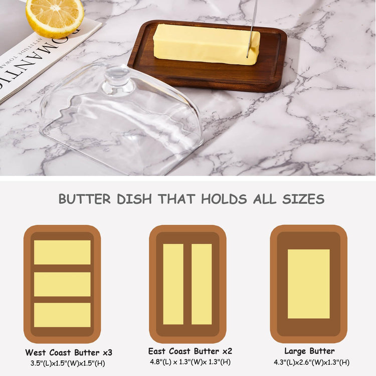 Glass butter dish with lid