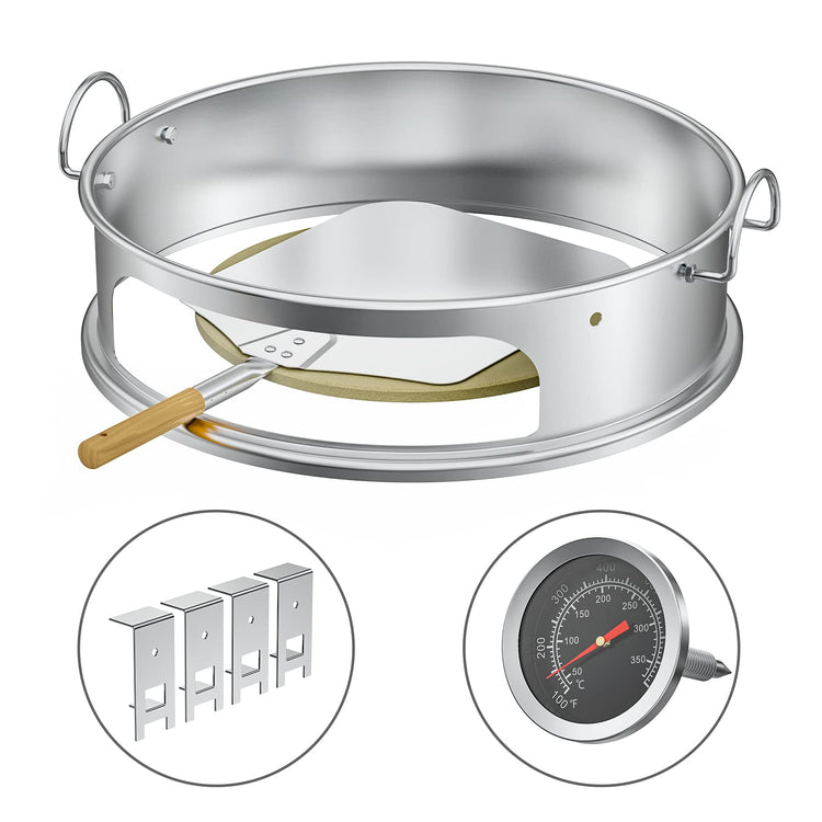 Stainless Steel Pizza Ring Kit for Weber 22" Kettle Charcoal Grill