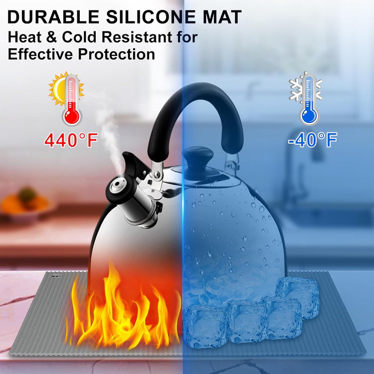 2 Pack 9.5'' x 14.2'' Trivets for Hot Dishes, Hot Pads for Kitchen, Silicone Trivets for Hot Pots and Pans, Hot Plates to Protect Table, Heat Resistant Silicone Trivet Grey