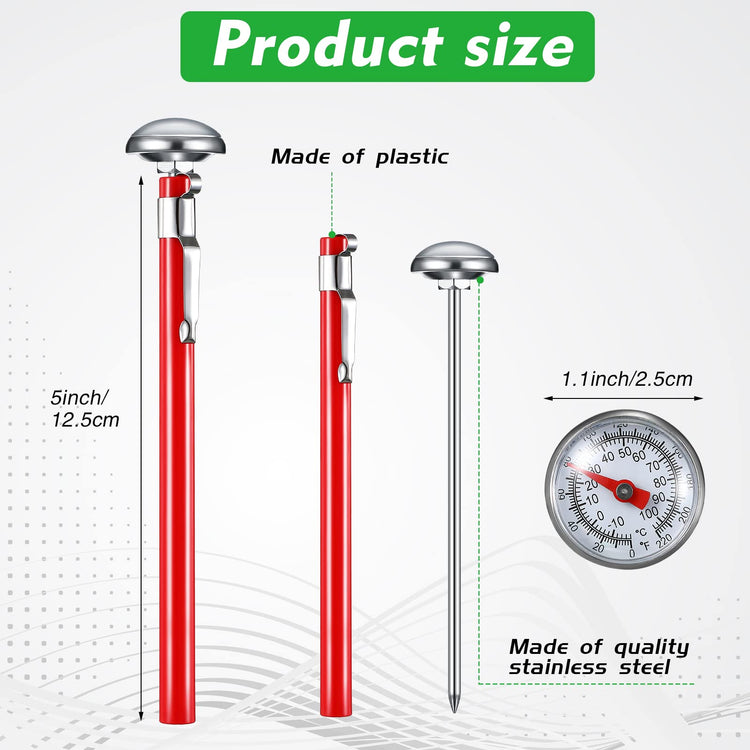 24 Pcs Stainless Steel Kitchen Dial Thermometer 5" (24 Count)