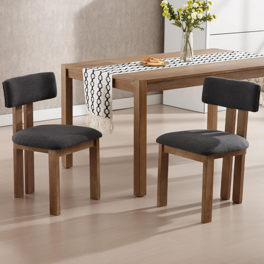 chairus Dining Chairs Set of 4 Linen Fabric Diner Chairs Farmhouse Wood Chairs for Kitchen and Dining Room, Black