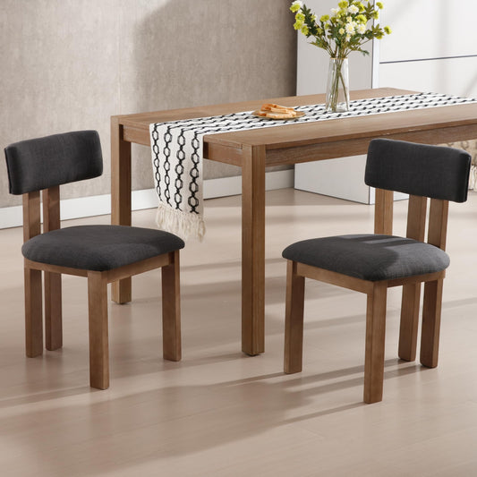 Dining Chairs Set of 6 Linen Fabric Diner Chairs Farmhouse Wood Chairs for Kitchen and Dining Room (6 Count)