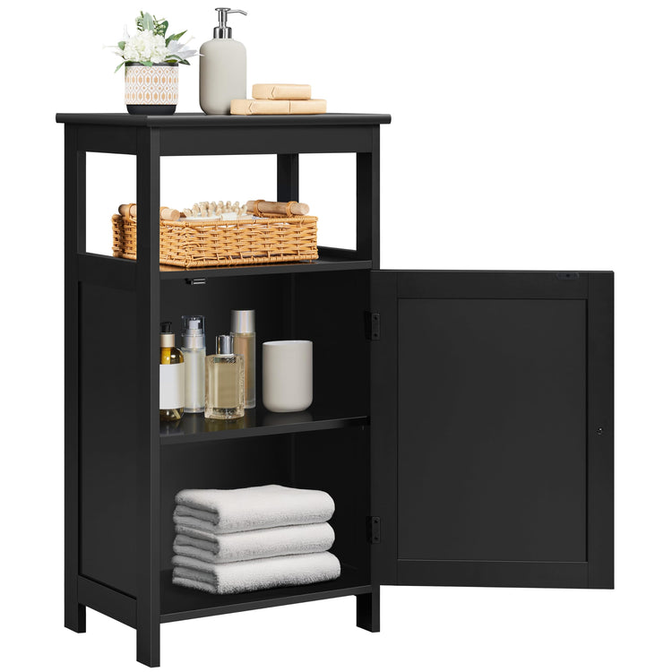 Small Bathroom Storage Cabinet with Door & Open Shelf