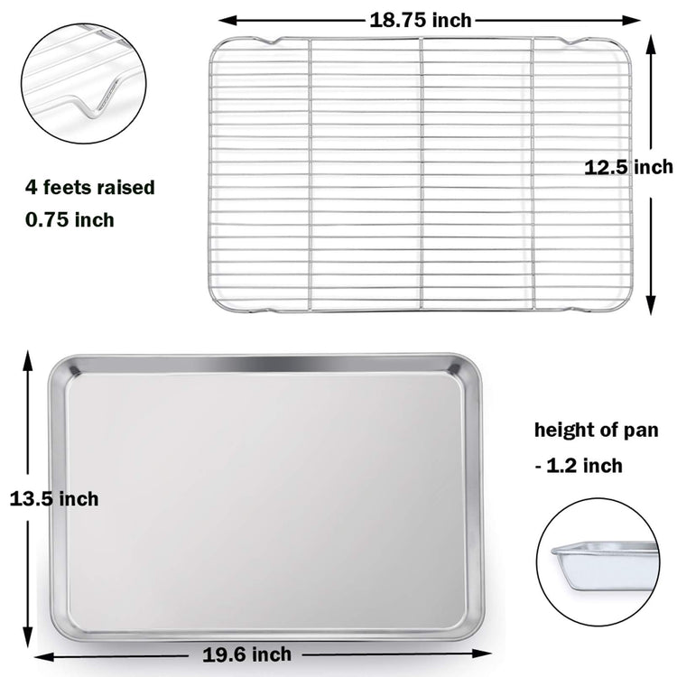 19.6 Inch Baking Sheet with Rack Set