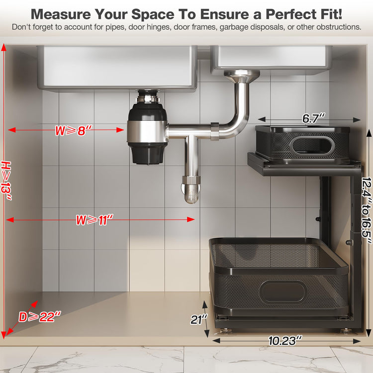 2 Pack 21IN Depth Under Sink Organizer With Next (2 Count)