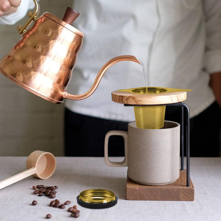 Tea Infuser Basket Stainless Steel Tea Strainer Tea Filter With Small Strainer And Lid Tea Diffuser For Loose Tea Superior Brewing Experience (One pack gold)