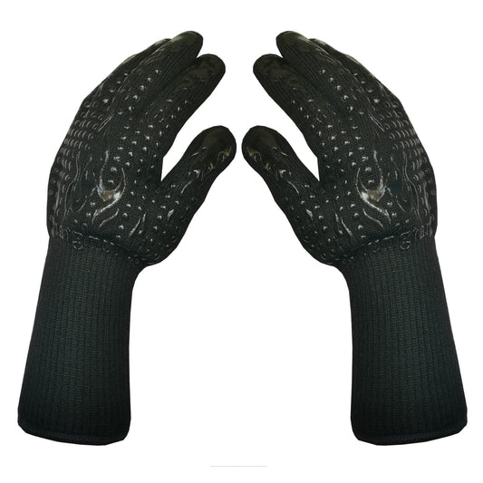 Mitts Oven Gloves with Fingers BBQ Heat Resistant Gloves Oven Gloves 1472℉ 14Inch Cut Resistant Cooking Grill Gloves Silicone Non (2 Count)