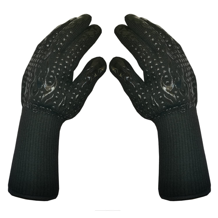 Mitts Oven Gloves with Fingers BBQ Heat Resistant Gloves Oven Gloves 1472℉ 14Inch Cut Resistant Cooking Grill Gloves Silicone Non (2 Count)