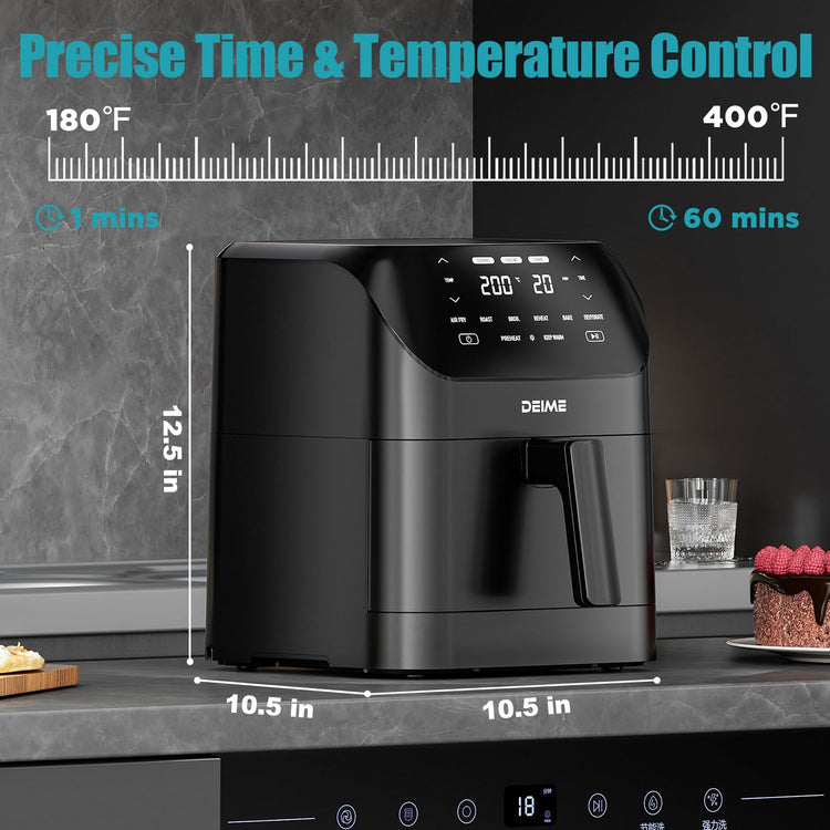 Air Fryer 6.2 QT Large Capacity Oilless Hot Air Fryers Oven 1500W Healthy Cooker with 8 Presets